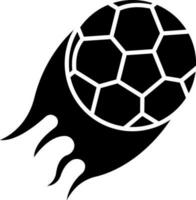 Glyph Style Fiery Football Icon Or Symbol. vector