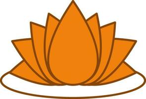 Lotus Icon In Orange And White Color. vector