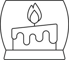 Stroke Style Lit Candle In Glass Icon Or Symbol. vector