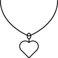 Isolated Heart Pendant Icon In Black Line Art. vector