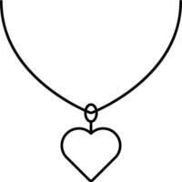 Isolated Heart Pendant Icon In Black Line Art. vector