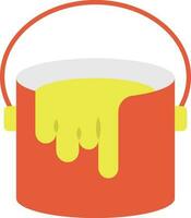 Yellow And Red Color Bucket Flat Icon Or Symbol. vector