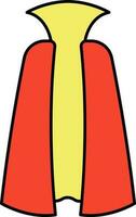 Red And Yellow Color Cape Or Cloak Icon in Flat Style. vector