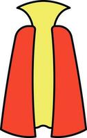 Red And Yellow Color Cape Or Cloak Icon in Flat Style. vector