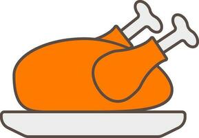 Roast Chicken Icon In Orange And Gray Color. vector