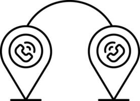 Phone Call With Map Navigation Icon In Line Art. vector