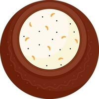 Flat Rice Mud Pot Element In Brown And Cosmic Latte Color. vector