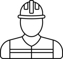 Rescue Or Construction Man Icon In Line Art. vector