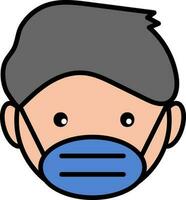 Smart Man Wearing Mask Colorful Icon. vector