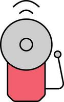 Retro Fire Alarm Bell Icon In Red And Gray Color. vector