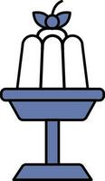 Pudding Jelly Stand Icon In Blue And White Color. vector
