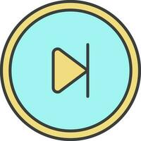 Forward Play Button Icon In Turquoise And Yellow Color. vector
