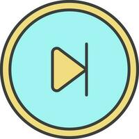 Forward Play Button Icon In Turquoise And Yellow Color. vector