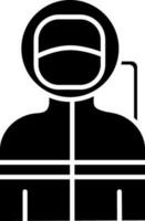 Flat Style Astronaut Icon In Black and White Color. vector