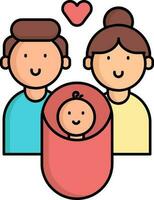 familia o padres con bebé icono en plano estilo. vector
