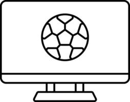 Football With Monitor Icon in Black Line Art. vector