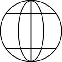Black Line Art Illustration Of Globe Icon. vector