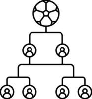 Hierarchical Approach Football Team Diagram Line Art. vector