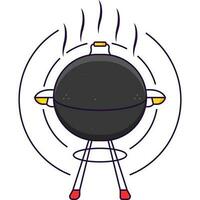 Isolated Hot Barbeque Kettle On Circle Background. vector