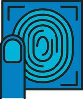 Fingerprint Scan Icon In Blue Color. vector