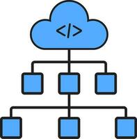 Cloud Coding Structure Or Hierarchy Icon In Blue Color. vector