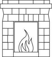 Thin Line Style Fireplace Or Bonfire Icon. vector