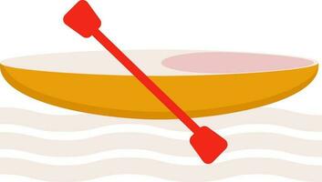 Kayak With Oars Yellow And Red Icon. vector