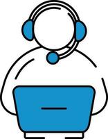 Customer Service Icon In Blue And White Color. vector