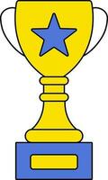 Illustration Of Trophy Icon In Blue And Yellow Color. vector