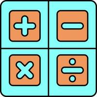 Cyan and Orange Calculator Icon in Flat Style. vector