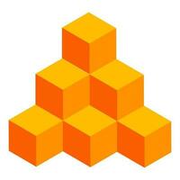 Isometric illustration of block cube pyramid infographic chart in orange color. vector