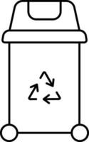 Isolated Recycling Bin Icon in Black Line Art. vector