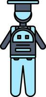 Graduate Student With Backpack Icon In Flat Style. vector