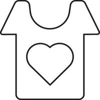 Isolated Heart Symbol T-shirt Black Stroke Icon. vector