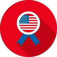 American Badge Icon On Red Background. vector