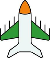 Tricolor Fighter Plane Icon In Flat Style. vector