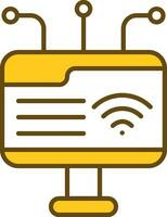 Wifi Connect Desktop Yellow And White Icon. vector