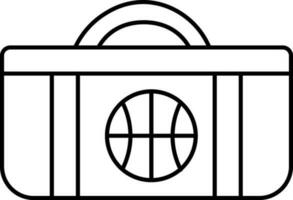 Basketball Duffel Bag Icon In Black Outline. vector