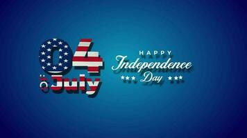 Happy independence day animation. blue background. Independence day of america. National Day Celebration. United States of America. July 4. Text animation. video