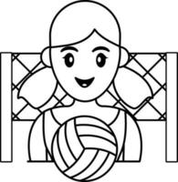 hembra vóleibol jugador icono en negro describir. vector