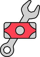 Money With Wrench Icon In Grey And Red Color. vector