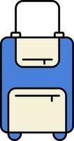 Trolley Bag Icon In Blue And Beige Color. vector