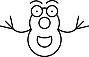 Cartoon Character Eight Numbers Icon in Thin Line Art. vector