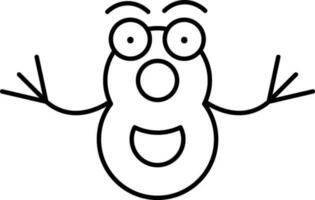 Cartoon Character Eight Numbers Icon in Thin Line Art. vector