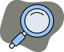 Blue Color Magnifying Glass Icon On Gray Background. vector