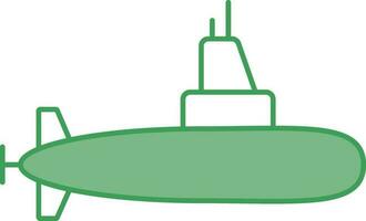 submarino icono en verde y blanco color. vector