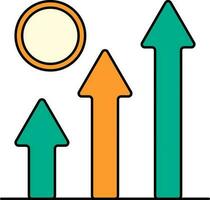 Isolated Financial Growth Icon In Green And Orange Color. vector