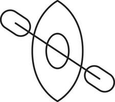 Kayak And Paddle Icon In Black Outline. vector