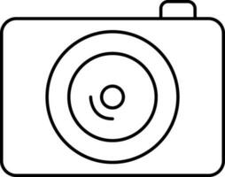 Flat Style Camera Icon In Black Line Art. vector