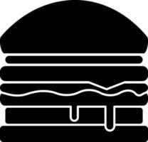 hamburguesa icono en negro y blanco color. vector